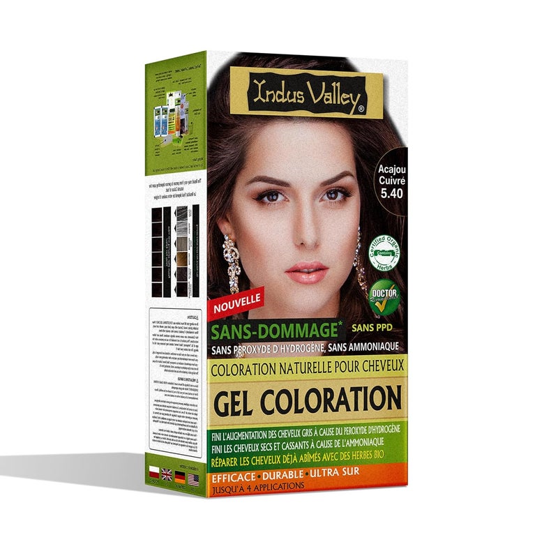INDUS VALLEY Damage Free Natural Gel Hair Colour for Women Ammonia PPD Free Organic Hair Colour with 100 Grey Coverage Long Lasting Conditioning Hair Color Copper Mahogany 540220 ml - Image 1