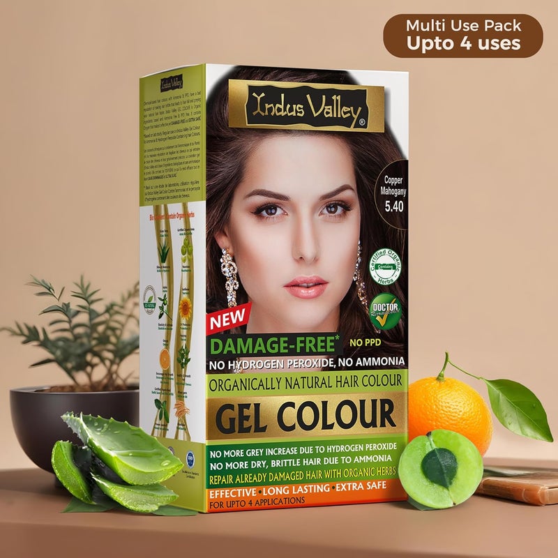 INDUS VALLEY Damage Free Natural Gel Hair Colour for Women Ammonia PPD Free Organic Hair Colour with 100 Grey Coverage Long Lasting Conditioning Hair Color Copper Mahogany 540220 ml - Image 2