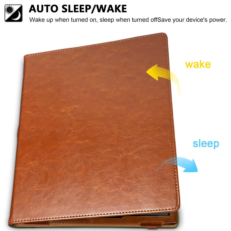 E NET-CASE Case for 10.3" Boox Note Air4 C (2024)/Boox Note Air3 C/Air3 B/W Tablet (2023), New Upgraded Design 360 Degree Rotating Stand Cover with Pen Holder/Hand Strap, Auto Sleep/Wake (Brown) - Image 2