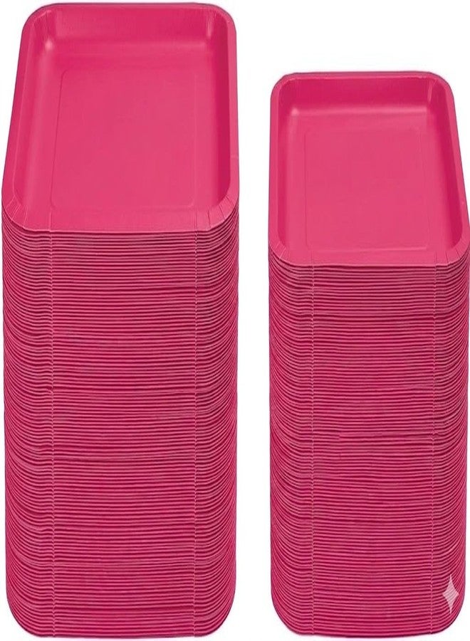 Oojami Pink Paper Plates Set – 100 Count Disposable Party Plates, 50 9-Inch Dinner & 50 7-Inch Dessert Plates, Sturdy Pink Party Plates for Birthdays, Baby Showers, Bridal Showers, Events - Image 1