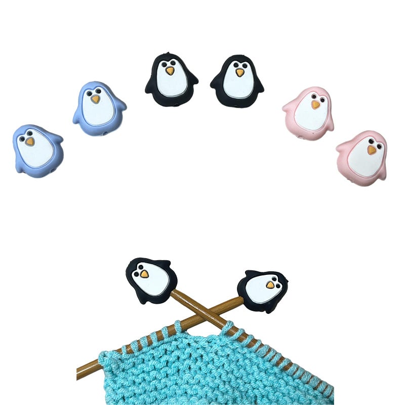 SPANSEE 6 PCS Penguin Knitting Needle Point Protectors, Knitting Needle End Caps, Stitch Stoppers for Knitting Needles, Knitting Accessories fit Size 2.5-13 (3mm-9mm) Needles - Image 1