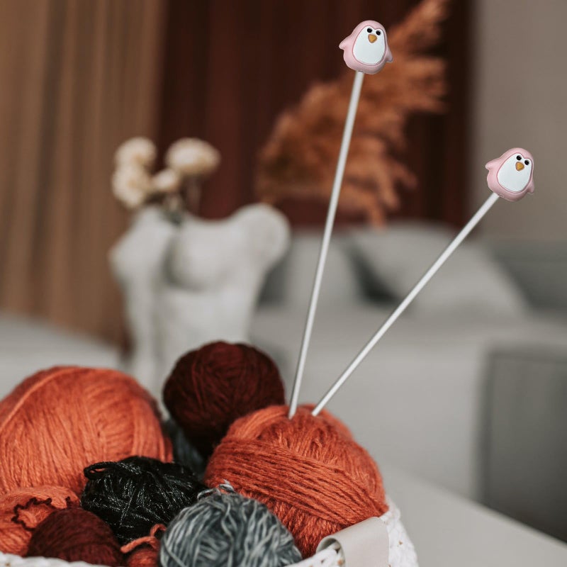 SPANSEE 6 PCS Penguin Knitting Needle Point Protectors, Knitting Needle End Caps, Stitch Stoppers for Knitting Needles, Knitting Accessories fit Size 2.5-13 (3mm-9mm) Needles - Image 5