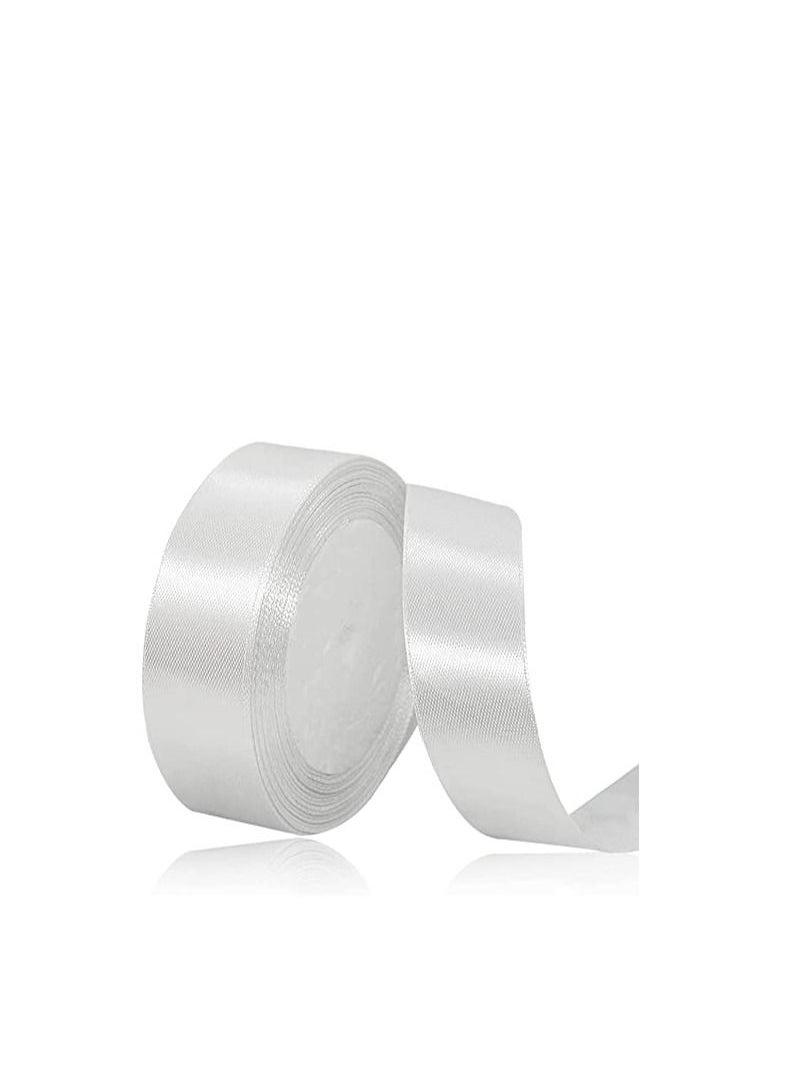 MARKQ White Satin Ribbon, 24mm x 25yd Fabric Polyester Ribbon for Gift Wrapping, Party Favors, Wedding Decorations, Bow Making, Bouquets, Sewing Projects & Craft Supplies  - Image 1