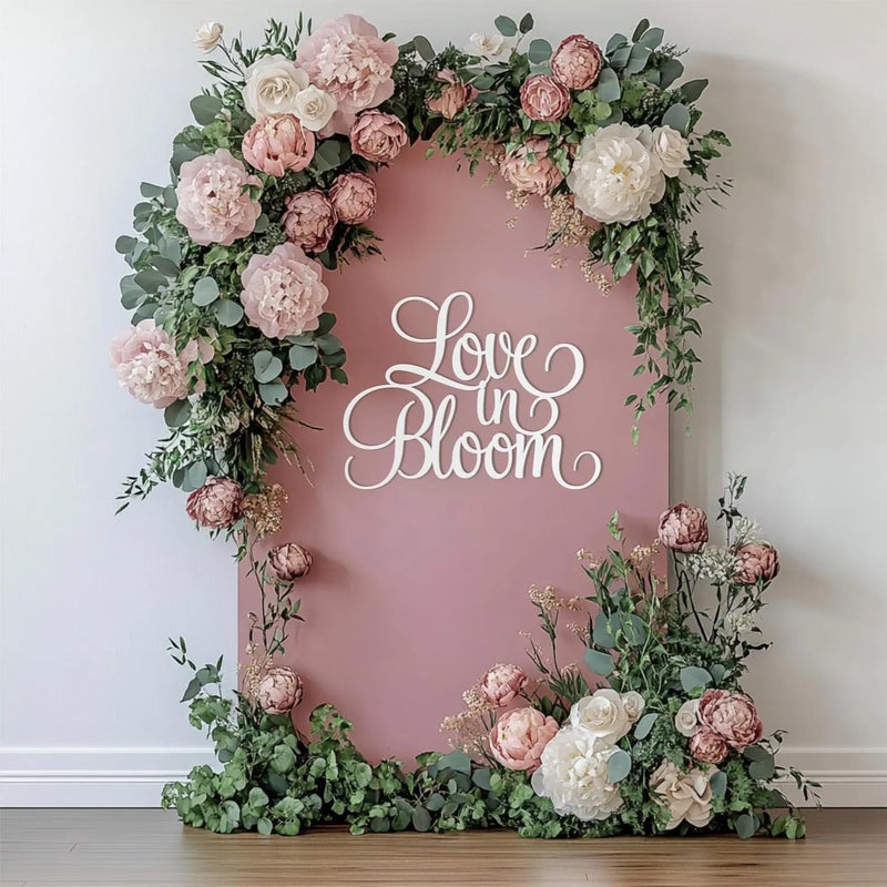 QENWWENG Love is in Bloom Sign for Backdrop,Bridal Shower Decorations for Wildflower Wedding Shower Background,Spring Floral Engagement Wedding Bachelorette Party Decor Supplies Photo Booth Props - Image 4