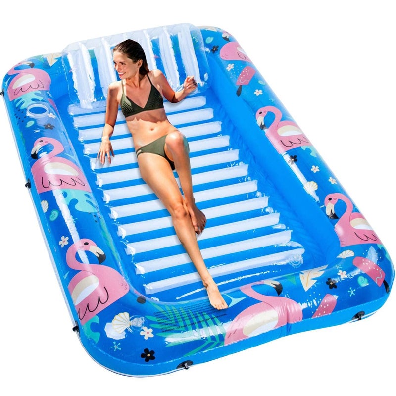 NOCCUR Inflatable Tanning Pool for Adults Inflatable Tanning Pool Pool Floats Adult SizePool Floats Lounger with Comfort PillowSuntan TubTanning Pool Raft Tub for Swimming - Image 2