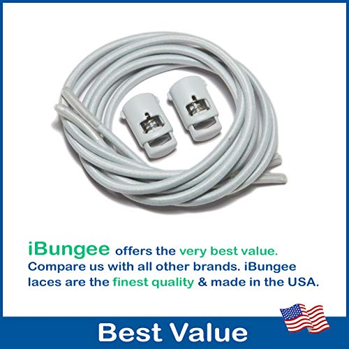 IBUNGEE LACES (Elastic No Tie Shoelaces (Light Gray, 38-Inch) - Image 4