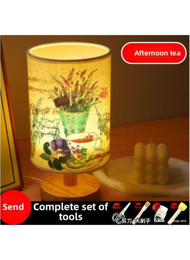 Mother's Day Butterfly Gubat Handmade Table Lamp Diy Material Group Building Activity Bone Bat Night Light-Color:Afternoon Tea (full Package)  - Image 1