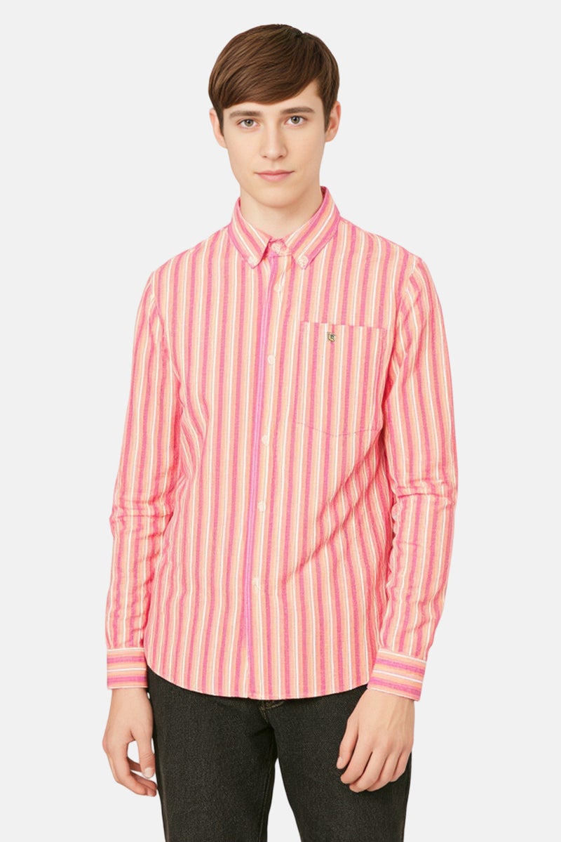 JACK & JONES Kids Boy Stripe Long Sleeve Casual Shirt, Multicolor - Image 1