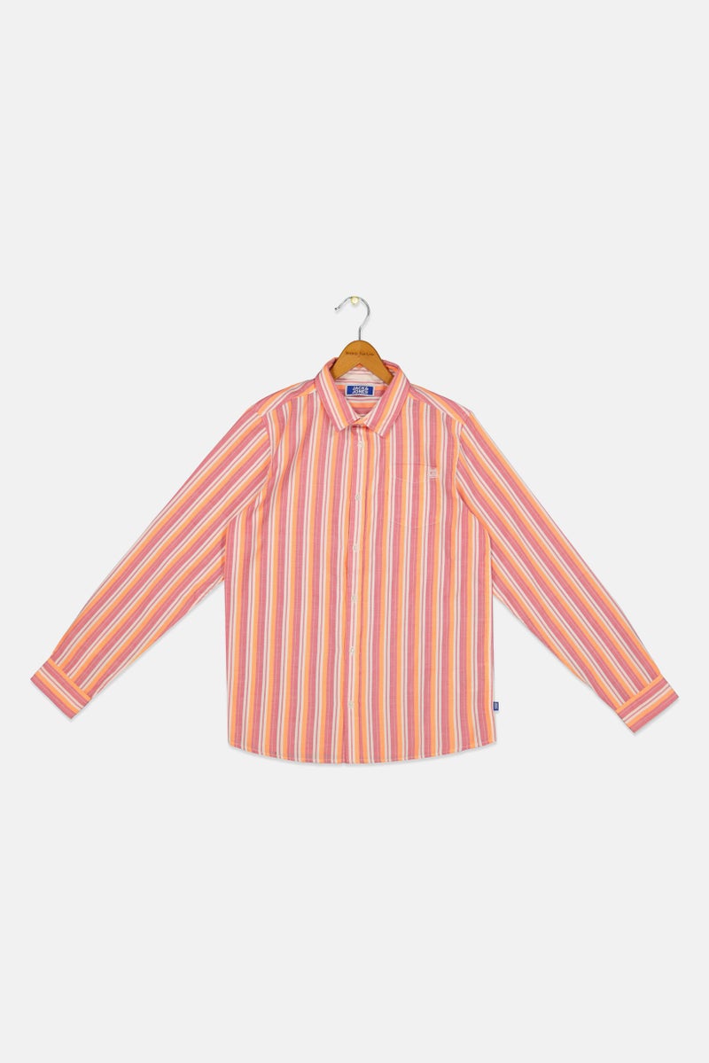 JACK & JONES Kids Boy Stripe Long Sleeve Casual Shirt, Multicolor - Image 2