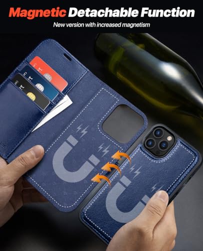 OCASE for iPhone 12 Pro Max Case Detachable Wallet Case with Card Holder, [2 in 1] PU Leather Flip Folio Case with RFID Blocking Stand Shockproof Phone Cover 6.7 Inch, Blue - Image 3