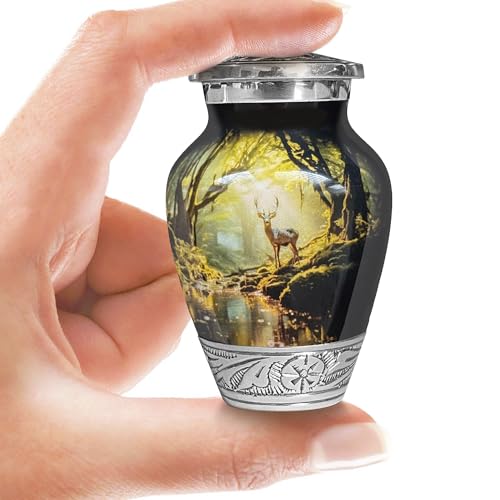 Double Trouble Inc Deer Forest Urn for Human Ashes Keepsake Handcrafted Funeral Memorial Decorative Cremation Urn for Women and Men - Image 1
