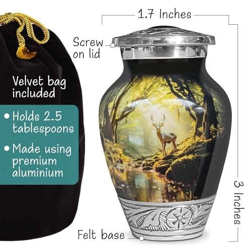 Double Trouble Inc Deer Forest Urn for Human Ashes Keepsake Handcrafted Funeral Memorial Decorative Cremation Urn for Women and Men - Image 3