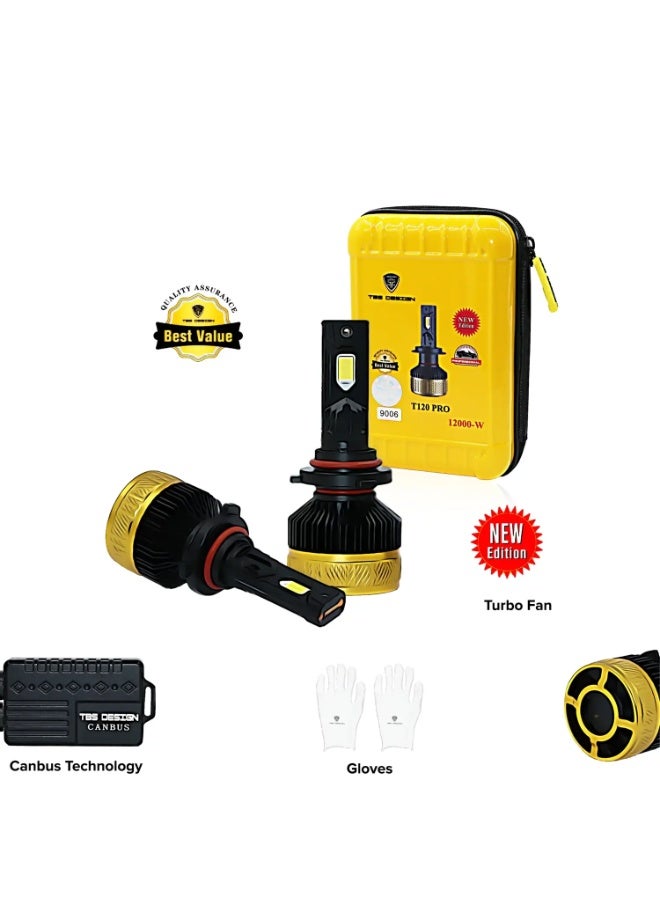 توبيز لمبات المصابيح الأمامية LED الأصلية للسيارة TBS T120 PRO H7، قطعتان، بقوة 240 واط، ودرجة حرارة اللون 6500 كلفن