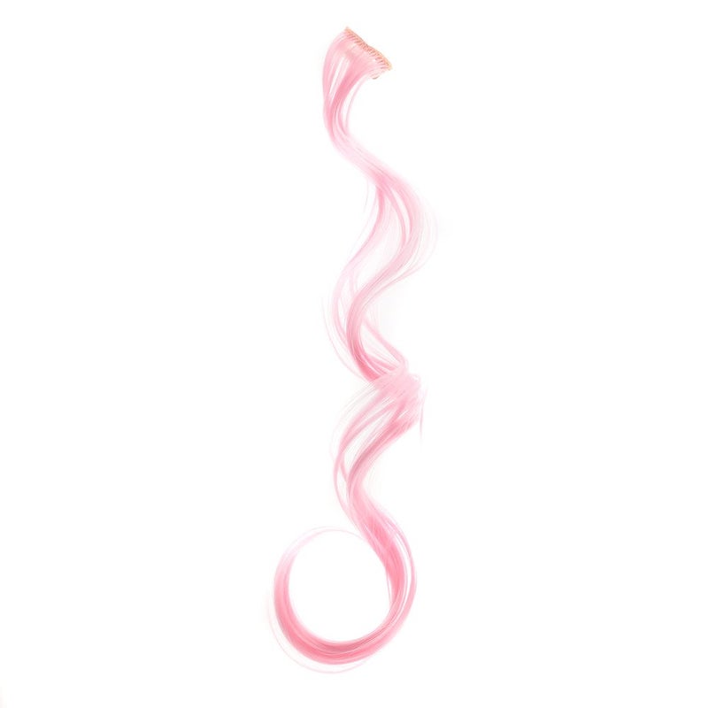 SWACC 12 Pcs Curly Wavy One Color Party Highlights Clip on in Hair Extensions Colored Hair Streak Synthetic Hairpieces (Pink) - Image 4