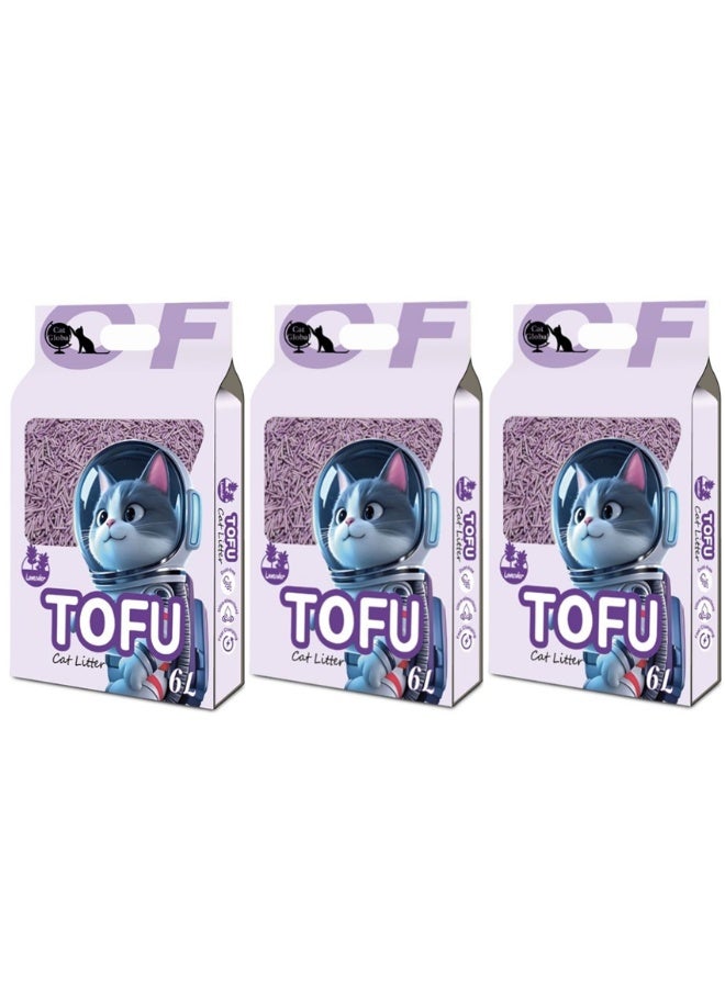 3 حزمة نفايات القط التوفو ، نفايات القط المتجمعة القابلة للشطف 100٪ الفاصوليا الطبيعية ، نفايات البنتونيت الممتصة للغاية المعطرة ، الغبار المنخفض ، العطرة الطازجة ، التحكم في الرائحة (3Pack × 6L ، اللافندر) - Image 2