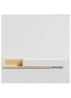 AtoZ Furniture Kayla Rectangle Wood Extendable TV Stand in Oak and White in Oak and White Color 