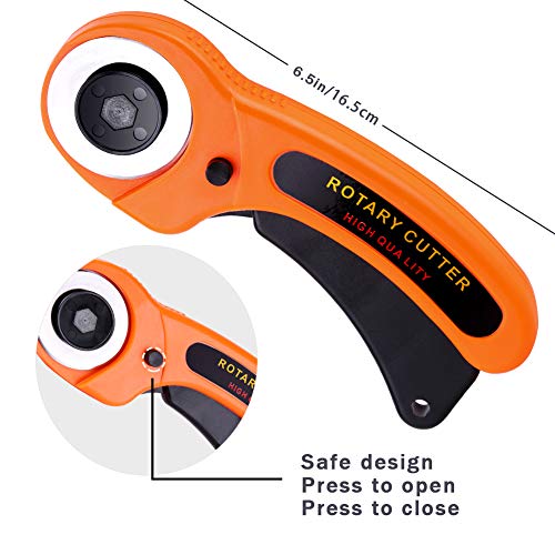 ZMAAGG Rotary Cutter, Rotary Fabric Cutter with Safety Lock, Included Extra 10 Pack 45mm Blades, Rotary Cutter Tool for Quilting Sewing Arts Crafts - Image 3