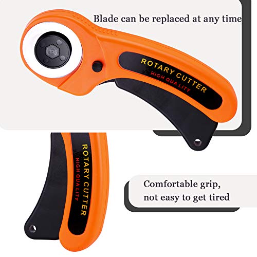 ZMAAGG Rotary Cutter, Rotary Fabric Cutter with Safety Lock, Included Extra 10 Pack 45mm Blades, Rotary Cutter Tool for Quilting Sewing Arts Crafts - Image 4