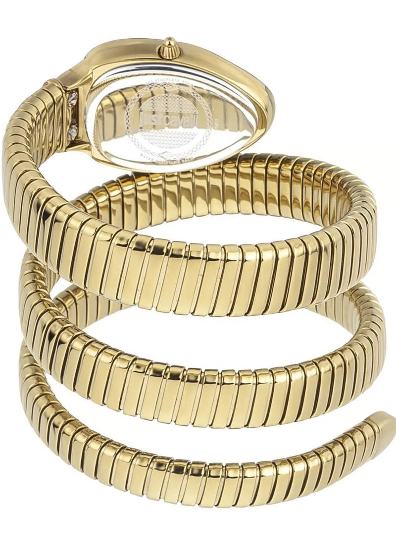 Just Cavalli ساعة جوست كافالي للنساء بتصميم ثعبان بقرص أخضر ولون ذهبي - JC1L209M0045 - Image 2