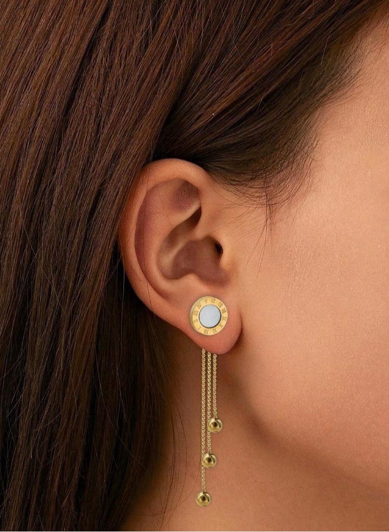 Dangle Charms Luxury & Elegant Stainless Steel Gold Plated Earrings For Women - Image 1