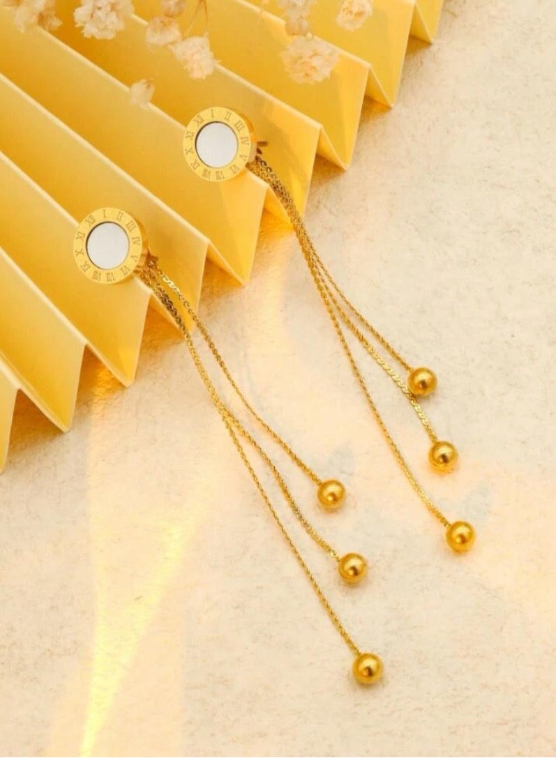 Dangle Charms Luxury & Elegant Stainless Steel Gold Plated Earrings For Women - Image 2