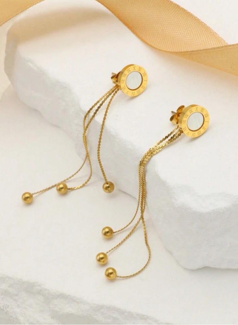 Dangle Charms Luxury & Elegant Stainless Steel Gold Plated Earrings For Women - Image 4