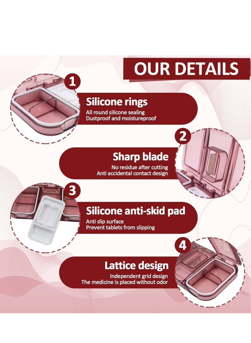 Zikra Small Pill Cutter, Pill Splitter Pill Cutter for Small or Large Pills, Cuts Vitamins Tablets, Portable Pretty Pill Crusher for Purse Pocket(Pink) - Image 5