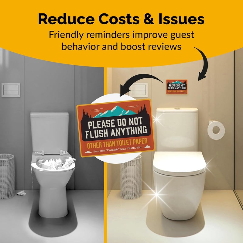ORCA 5 Essential Signs For Short Term Rental Hosts | Wifi Password Sign For Home Guests, No Smoking, Do Not Flush For Bathroom Toilet, Turn Off Lights & AC, Vacation Rental Review Request Fridge Magnet - Image 4