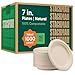 Stack Man 100 Compostable Paper Plates 7 Inch 1000 Count HeavyDuty Dessert Plates Natural Brown Color Unbleached Bagasse EcoFriendly Disposable Biodegradable Sugarcane Plates Bulk Case 8125 Pack - Image 1
