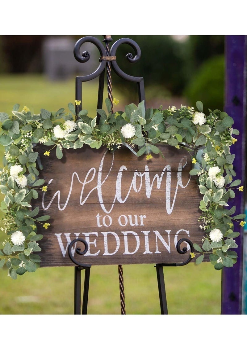Ayshal Artificial Flower Garland Fake Butterfly Leaves Silver Dollar Foliage Vines Faux White Silk Hydrangea Eucalyptus Garland Hanging Plants Ivy for Table Party Wedding - Image 4