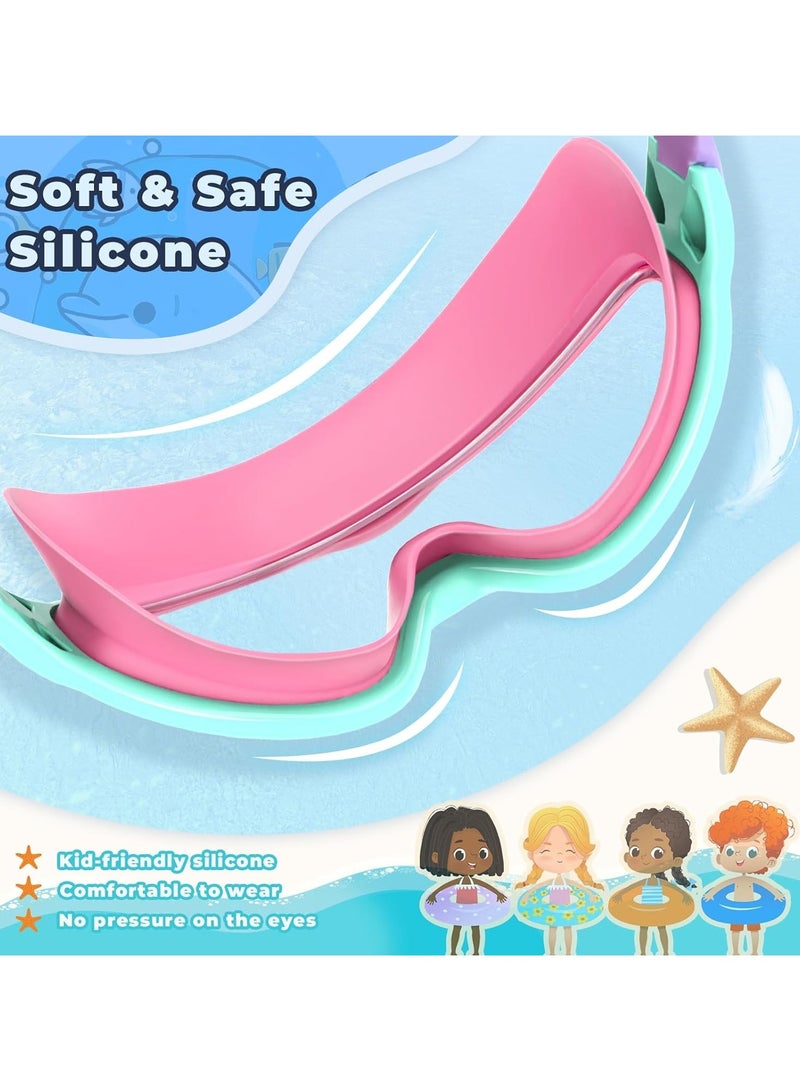 ATRJSZ Kids Swim Goggles, 2 Pcs Swim Mask with Nose Clip Earplugs, for 3-15 UV Protection Anti-Fog Pool Water for Boys Girls  - Image 2