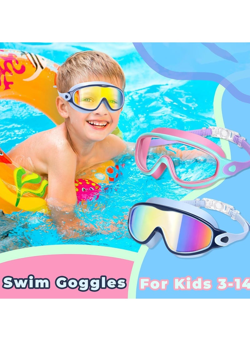 ATRJSZ Kids Swim Goggles, 2 Pcs Swim Mask with Nose Clip Earplugs, for 3-15 UV Protection Anti-Fog Pool Water for Boys Girls  - Image 5