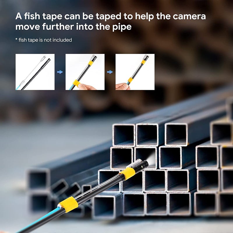 DEPSTECH Dual Lens Industrial Endoscope, 1080P Digital Borescope Inspection Camera, 7.9mm IP67 Waterproof Sewer Camera with 4.3" LCD Screen, 7 LED Lights, 16.5FT Semi-Rigid Cable, 32GB Card-Black - Image 4