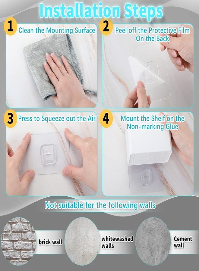 Suclain 4 Pcs Wall Mounted Organizer Non-Drilling Adhesive Floating Shelf White Wall Bin Organizer Hanging Storage Containers for Bedroom Bathroom Kitchen Office - Image 4