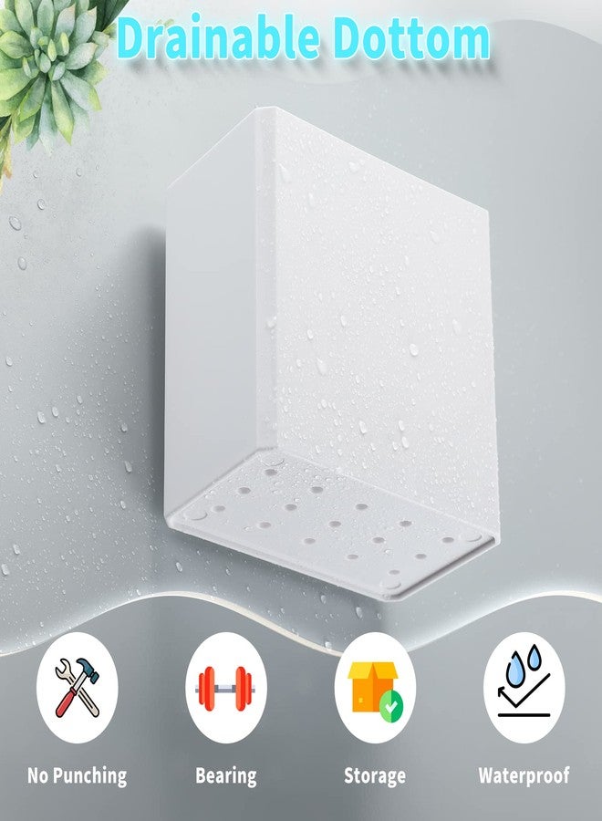 Suclain 4 Pcs Wall Mounted Organizer Non-Drilling Adhesive Floating Shelf White Wall Bin Organizer Hanging Storage Containers for Bedroom Bathroom Kitchen Office - Image 3
