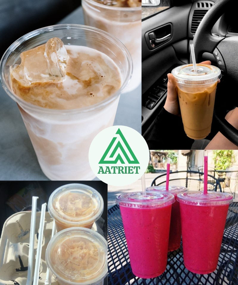 Aatriet 24 oz Clear Plastic Cups with Lids and Straws  Disposable Coffee Cups 25 Sets - Image 4