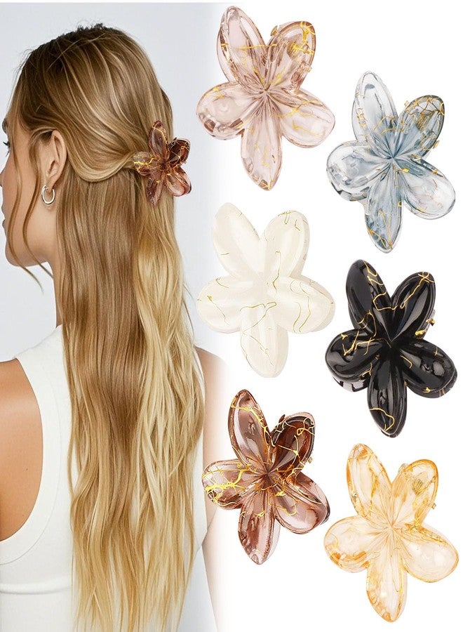 CUBACO 6 Pcs Small Flower Hair Clips for Women Girls 1.57 Inch Cute Hair Clips Hawaiian Flower Decorative Hair Clip Plumeria Hibiscus Claw Clips for Thin Hair Non Slip Hair Accessories - Image 1