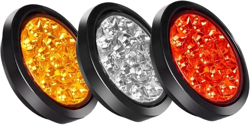 Truck Trailor LED Tail Lamp 16LEDs Red Yellow White 12V 24V Car Lorry Pickup Rear Turn Signals Brake Stop Backup Reverse(2PCS Yellow Lamps) - Image 2