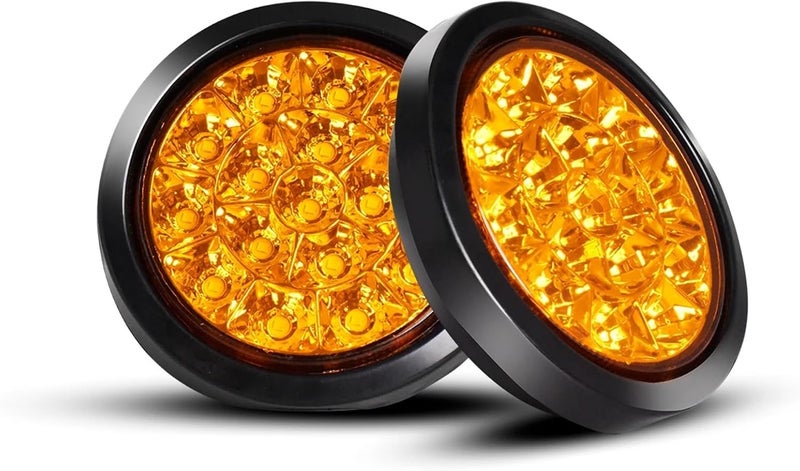 Truck Trailor LED Tail Lamp 16LEDs Red Yellow White 12V 24V Car Lorry Pickup Rear Turn Signals Brake Stop Backup Reverse(2PCS Yellow Lamps) - Image 1