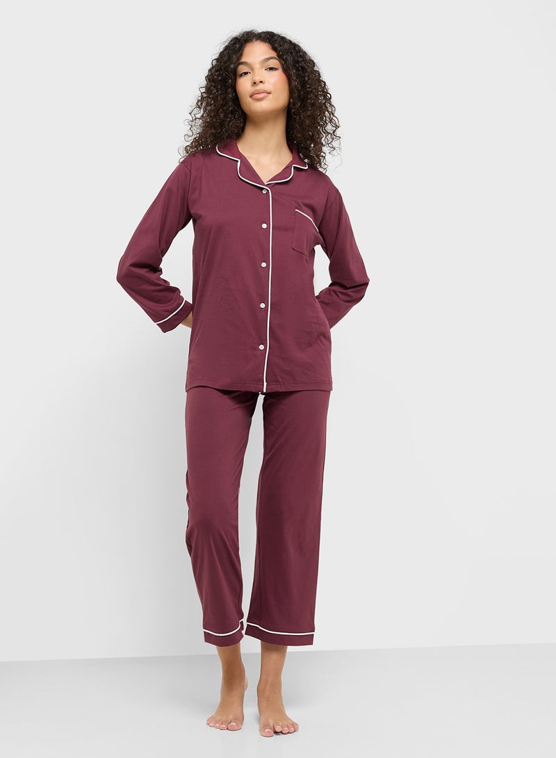 Ginger Cotton Button Up Shirt & Pyjama Set  - Image 5