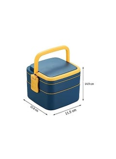 Yanmai Yanmai Portable Double-Layer Lunch Box - Stackable with Carrying Handle and Spoon, Multicolor  - Image 2