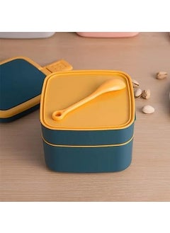 Yanmai Yanmai Portable Double-Layer Lunch Box - Stackable with Carrying Handle and Spoon, Multicolor  - Image 3