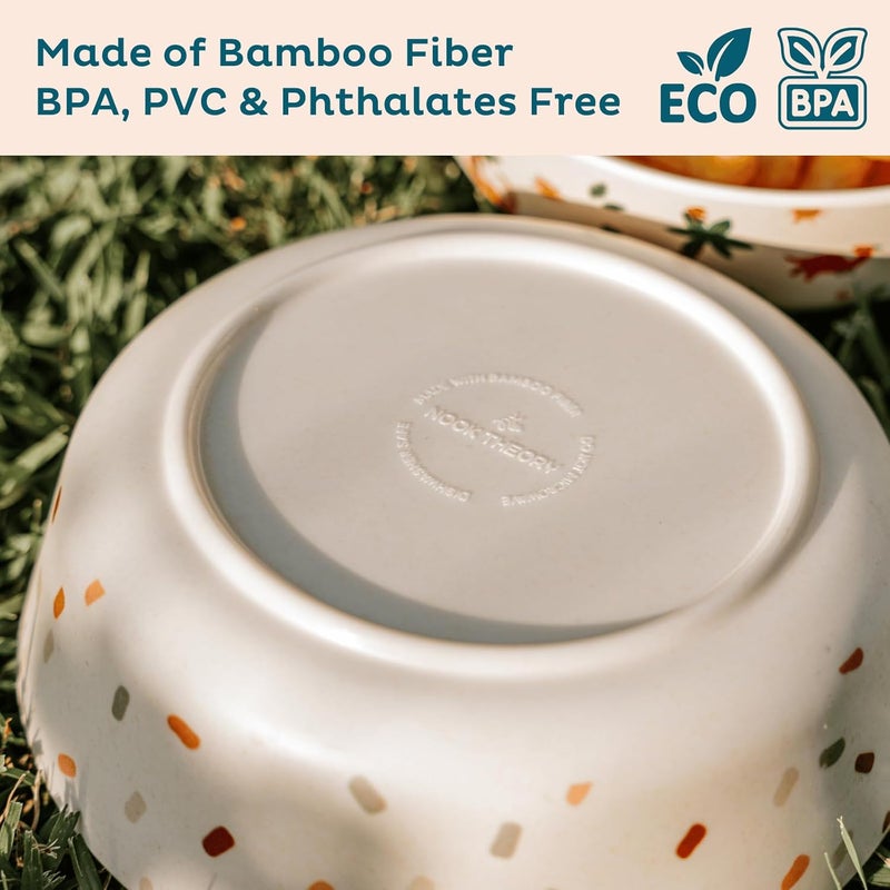 Nook Theory 4 Pack Bamboo Bowls  18 Oz Reusable Toddler and Kids Bowl Dishwasher Safe  Not Microwavable Bamboo Dishes Wildflower - Image 4
