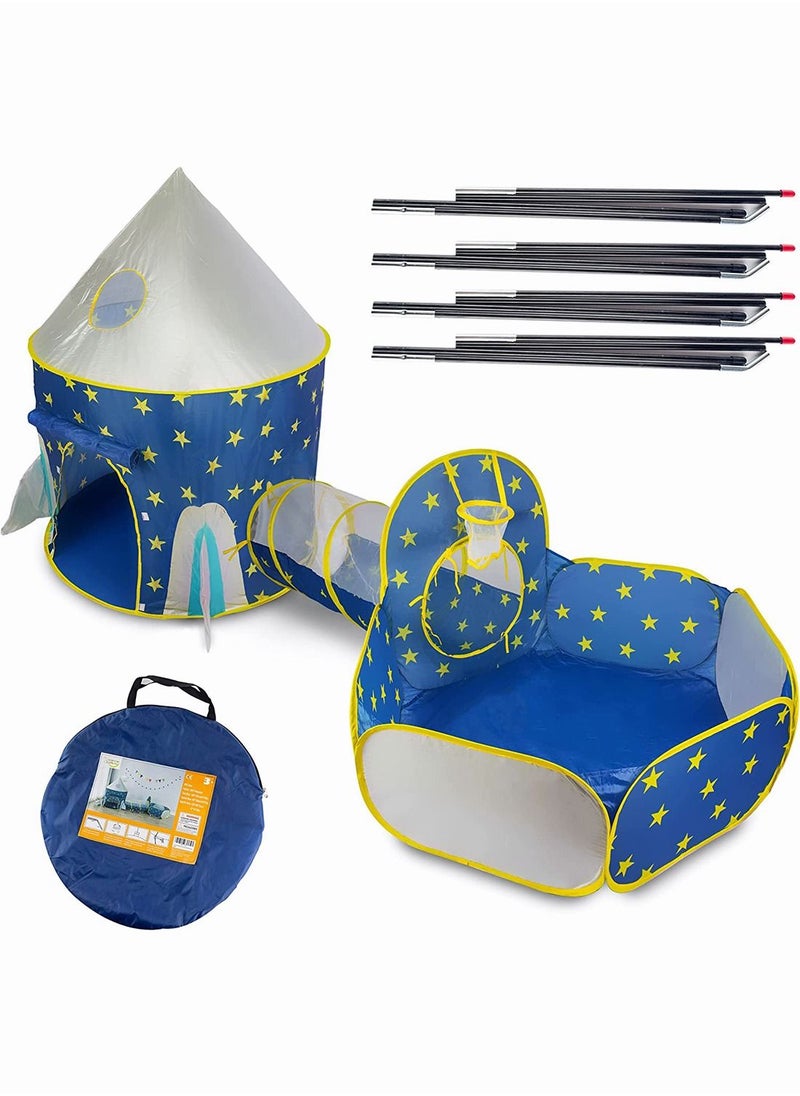 Generic - Kids Play Tent Tunnel Game Tent Baby Toys Tent for Children Foldable Play House Gaming Toy 3 in 1 Play Tent with Crawl Tunnel for Boys, Girls, Babies, Toddlers & Pets (KT03) - Image 1
