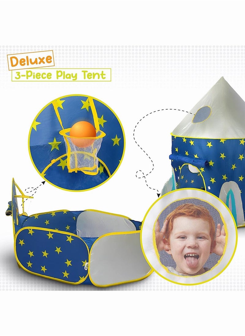 Generic - Kids Play Tent Tunnel Game Tent Baby Toys Tent for Children Foldable Play House Gaming Toy 3 in 1 Play Tent with Crawl Tunnel for Boys, Girls, Babies, Toddlers & Pets (KT03) - Image 1