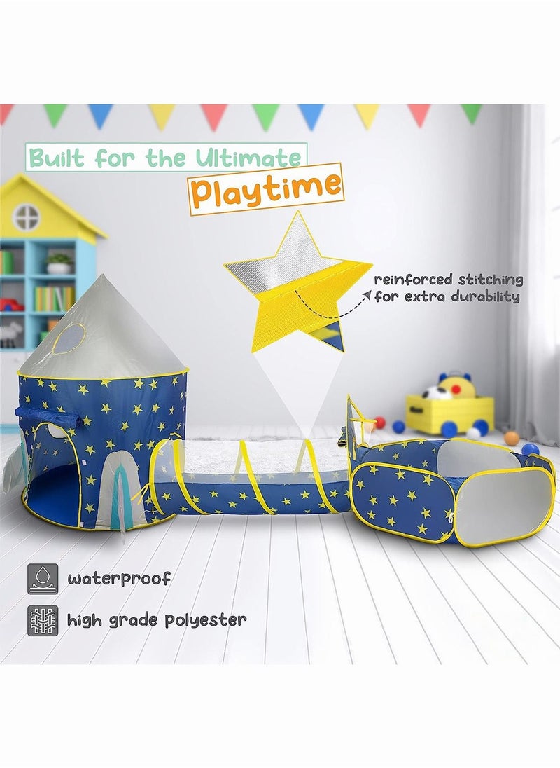 Generic - Kids Play Tent Tunnel Game Tent Baby Toys Tent for Children Foldable Play House Gaming Toy 3 in 1 Play Tent with Crawl Tunnel for Boys, Girls, Babies, Toddlers & Pets (KT03) - Image 1