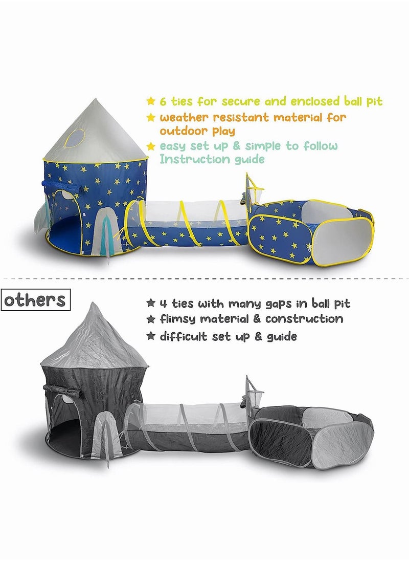Generic - Kids Play Tent Tunnel Game Tent Baby Toys Tent for Children Foldable Play House Gaming Toy 3 in 1 Play Tent with Crawl Tunnel for Boys, Girls, Babies, Toddlers & Pets (KT03) - Image 1