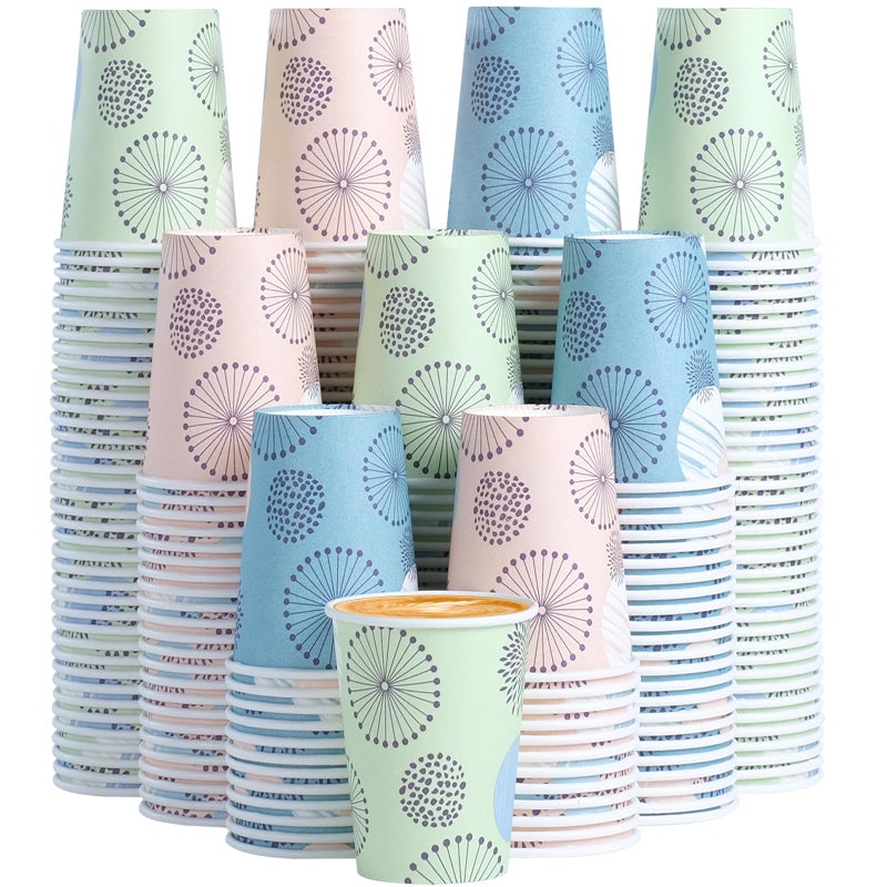 Clawsoff [300 Pack 8 OZ Paper Cups, Disposable Coffee Cups 8 oz Colourful Hot/Cold Beverage Drinking Cups for Office Party Home Picnic - Image 1