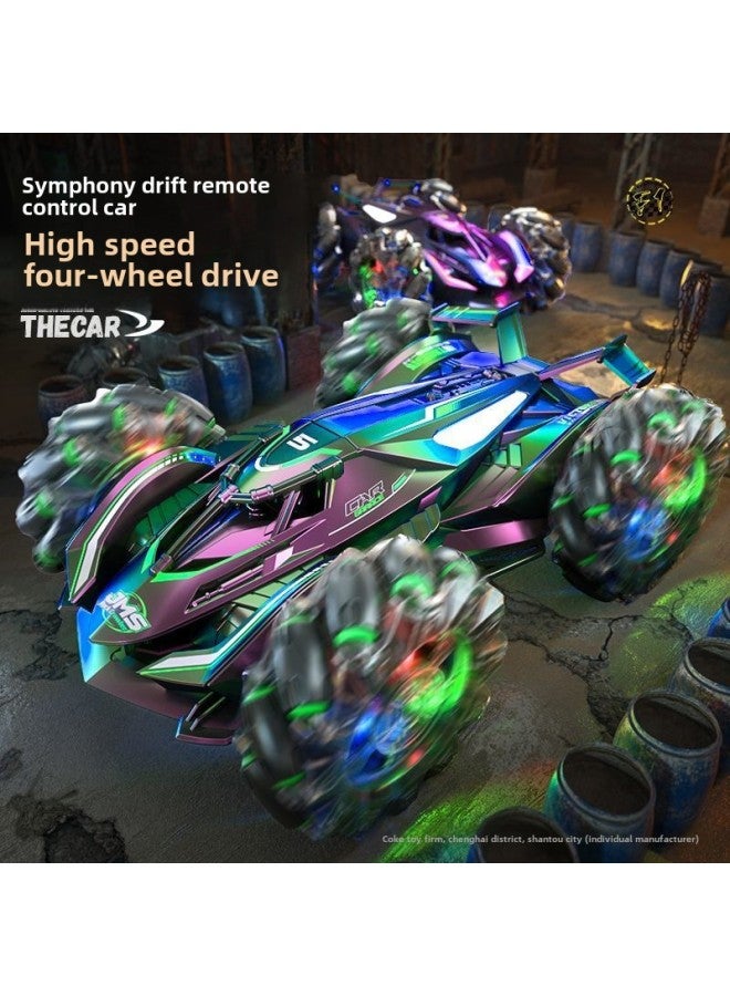 Children's Remote Control Car Gesture Sensing Four-wheel Drive High-speed Off-road Drift Stunt Car Charging Remote Control Car Boy-color:Big Wheel Double-sided Stunt Car-black And Blue (handle Remot - Image 4