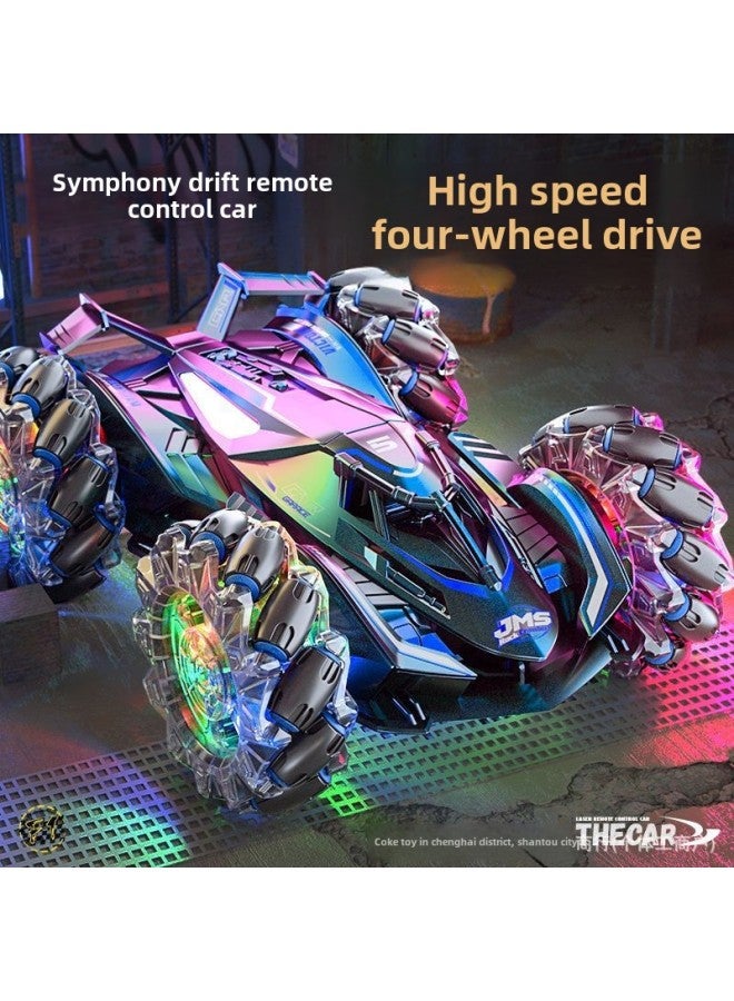 Children's Remote Control Car Gesture Sensing Four-wheel Drive High-speed Off-road Drift Stunt Car Charging Remote Control Car Boy-color:Big Wheel Double-sided Stunt Car-black And Blue (handle Remot - Image 3